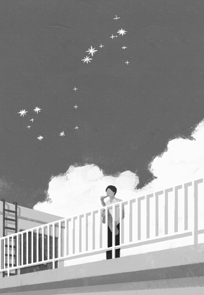 Illustrations for the novel “Shining stars of fine sky” written by Hisashi Sekiguchi in Shosetsu Subaru, October 2012 issue.